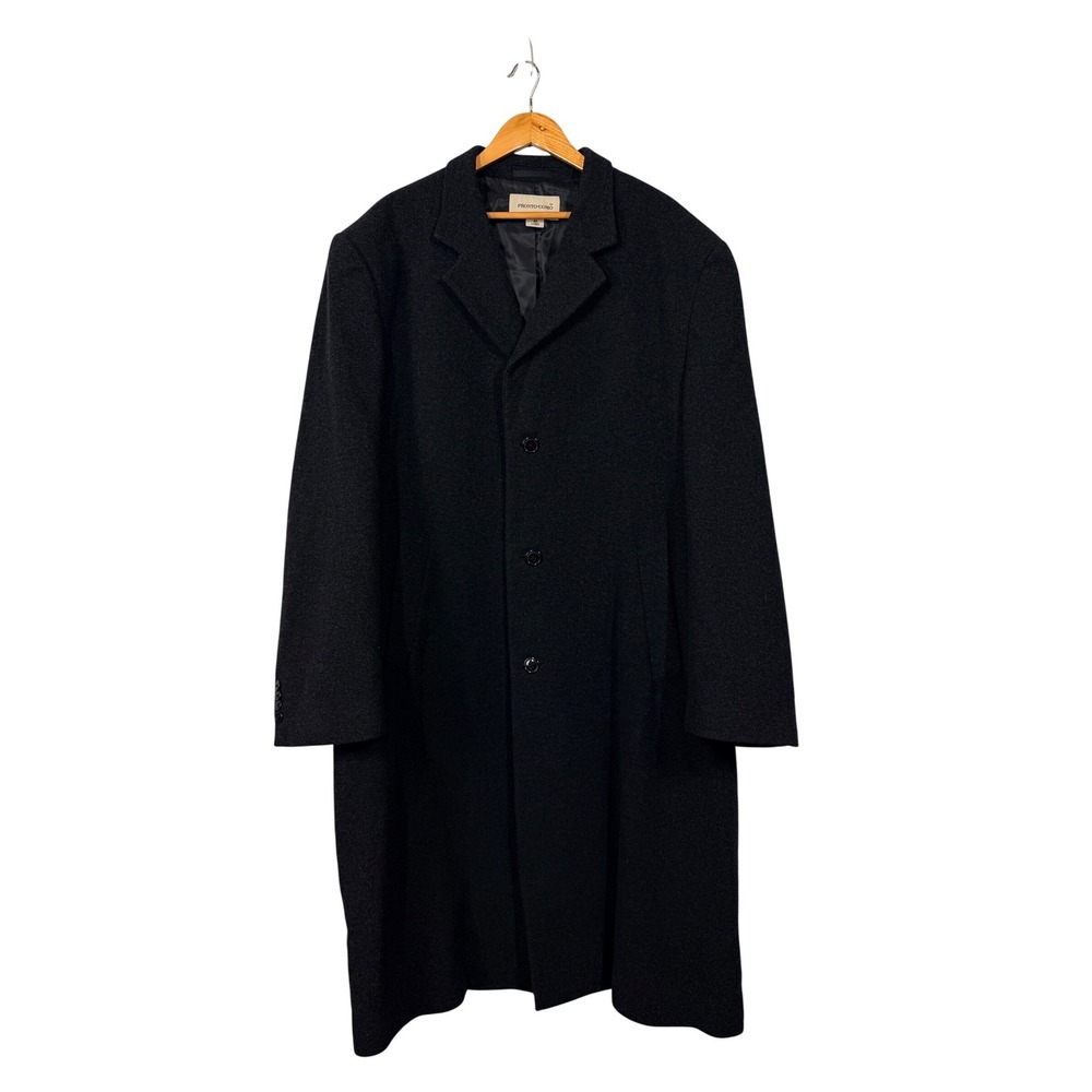 PRONTO UOMO Coat Mens 48 Long Black Wool Cashmere Blend Overcoat Dress Coat